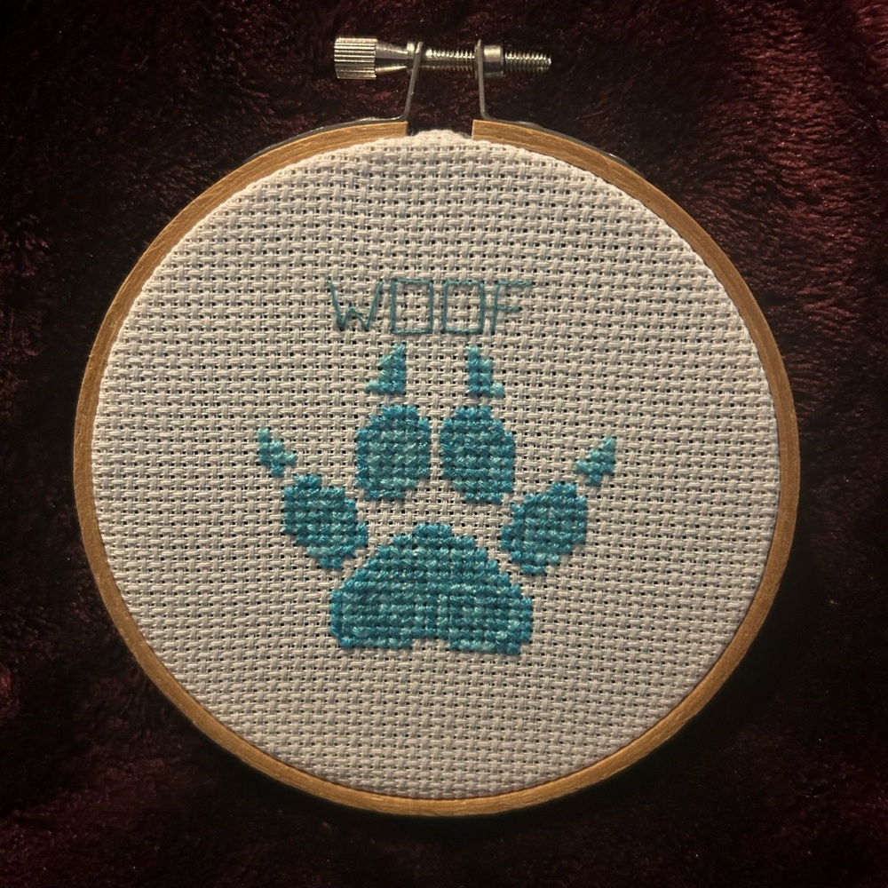 Paw print cross stitch